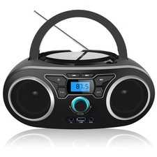 Portable CD Boombox w/ Bluetooth, FM Radio, USB, MP3-CD, AUX Input, Headphone Ja