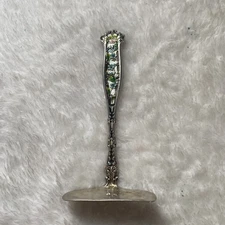 Lovely Whiting Dresden Sterling Silver Baby Food Pusher W/Enameled Handle