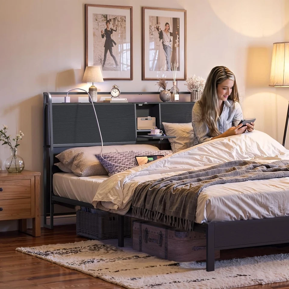 Cabecero King Size, Cabecero con 4 Tomas y 4 Puertos USB, Calefacción Industrial... Foto 4 de 4