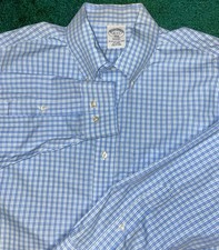 Brooks Brothers Regent Shirt 16 2/3 Blue Checked Down Button Down Non Iron