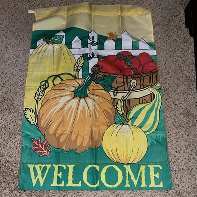 Fall Welcome Garden Flag Autumn Thanksgiving Apples 42x29 Outdoor