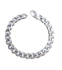 Men's Silver Bracelet Stainless White Gold Coated Watertight 5, 9, 12 MM B489
