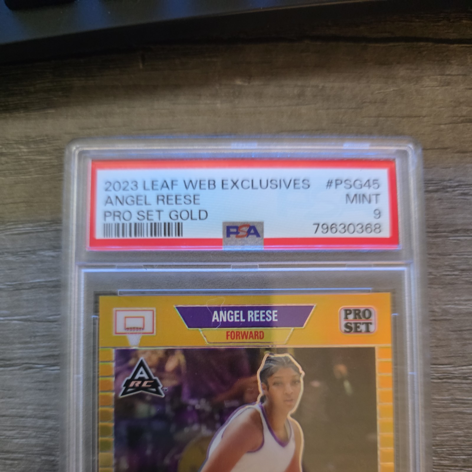 2023 Leaf Pro Set Metal - Angel Reese #PSG-45 Gold Prismatic /199 (RC) PSA 9 view 4