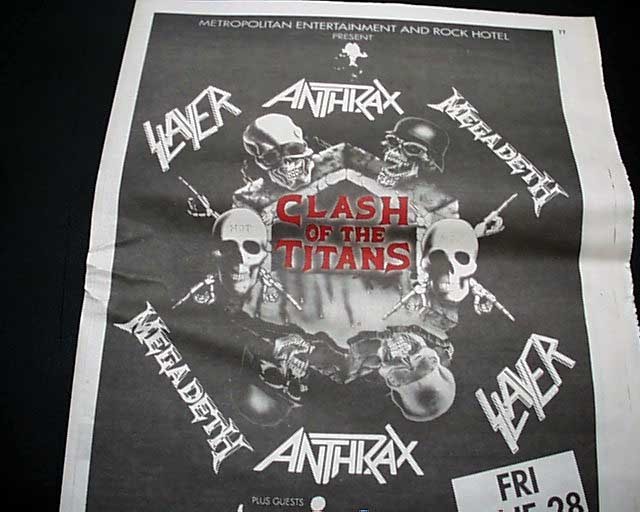 CLASH OF THE TITANS Anthrax Slayer Megadeth MSG Metal Concert 1991 Advertisement