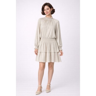 Amanda Uprichard Vista Mini Dress Sz M Nude Drop Waist Satin Victorian