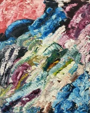 Vintage Abstract Expressionist Oil Painting Impasto Texture Colorful