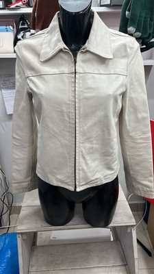 Echte Lederjacke Für Damen Aus Weißem Leder Gr 44 AD154