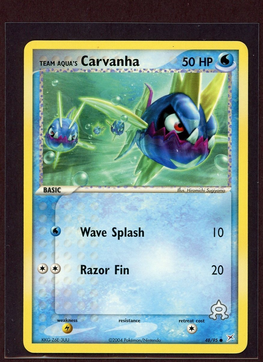 Team Aqua's Carvanha Non-Holo 2004 Pokemon Card 48/95 Magma Vs. Aqua Set NM