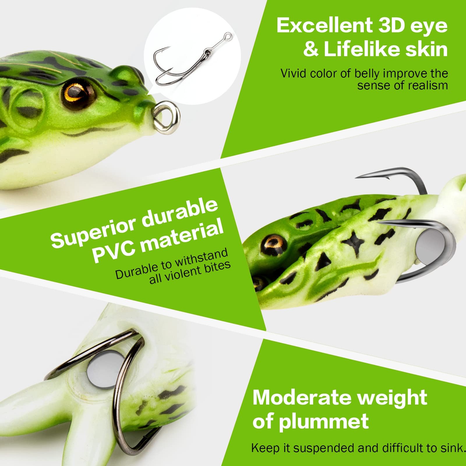 Realistic Prop  Topwater Frog Lure Bass Trout Fishing Lures Kit Set Swimbait 5Pc - Image 5