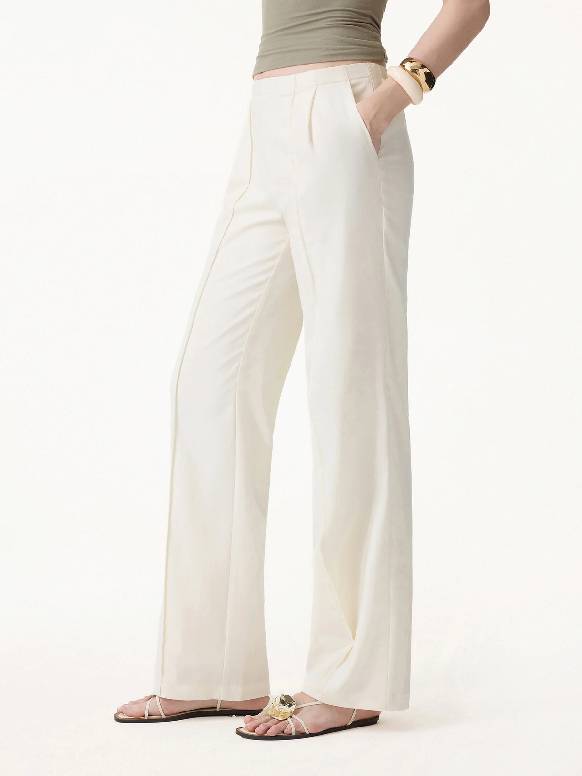 Lyocell-Linen Pintuck Wide Leg Vacay Pants...