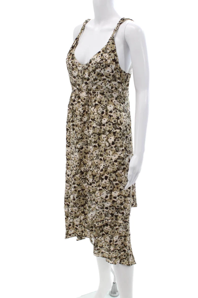 Vestido sin mangas floral de seda con cuello en V sin mangas a media pantorrilla Banana Republic para mujer talla 6 Foto 2 de 4