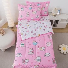 lishjekee Cat Comforter Twin Girls Zipper Bedding 4 Pieces Cute Cats Bedding ...