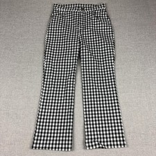 Free People Pants Womens Large Black White Gingham Twill Stretch Crop Kick Flare