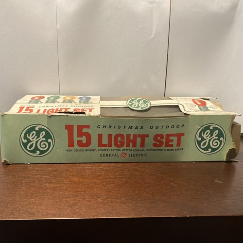 Vintage GE Christmas lights outdoor 15 large bulbs Tested Works - Picture 2 of 4