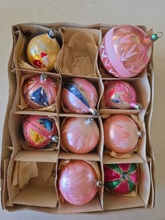 Vintage Poland (5) And West Germany (5) mercury glass christmas ornaments lot