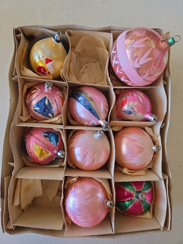 Vintage Poland (5)  And West Germany (5) mercury glass christmas ornaments lot 