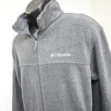 Columbia Full Zip Fleece Jacket Gray W/ Pockets Hiking Camping Mens Size Large
