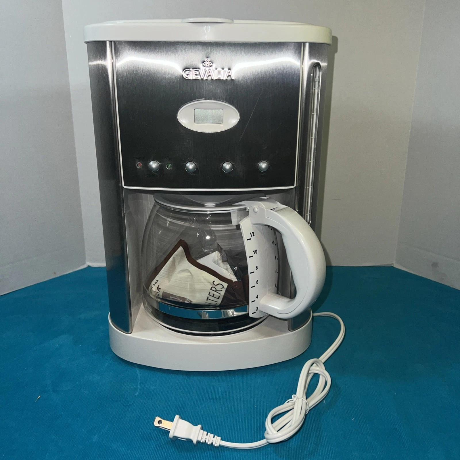 Gevalia CM500 Programmable 12-cup Auto Coffee Maker Stainless Steel White NIB