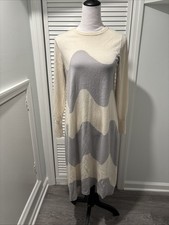 Marimekko x Uniqlo A-line Midi Dress Size Small Wool Blend Lightweight Wave