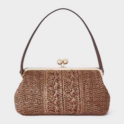 Straw Kiss Lock Clutch Bag - A New Day Natural