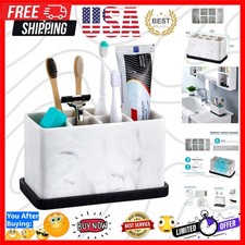 Multi-Functional Toothbrush Holder with 6 Compartments - Elegant Bathroom Decor