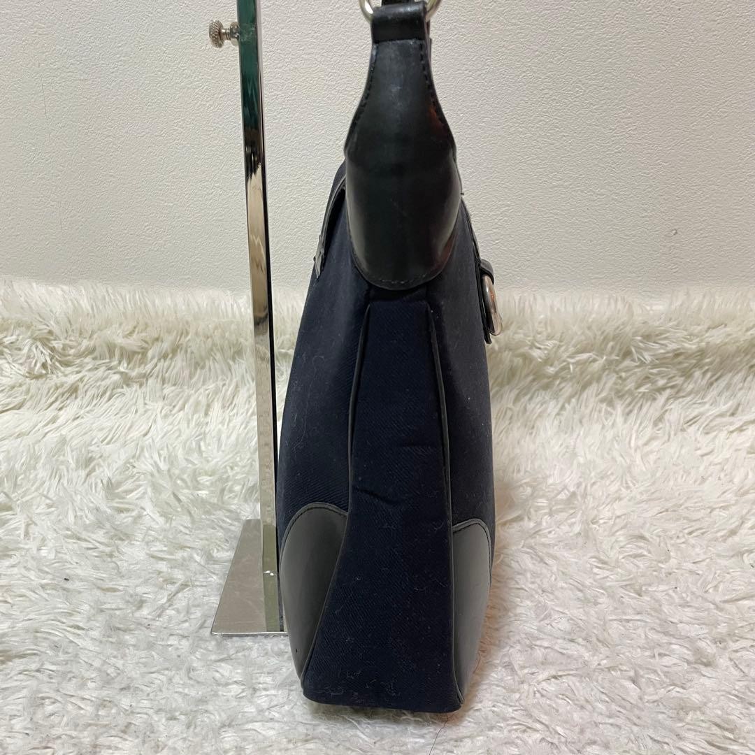 Burberry Blue Label One Shoulder Bag Dark Navy Leather Horse Logo Hobo Bag New thumbnail 5