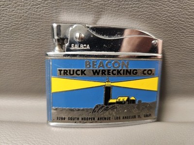 beacon cigarette lighter Vintage Flat Balboa Advertisement Cigarette Lighter Beacon Truck Wrecking  L.A