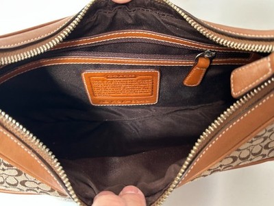 Vintage Y2K Coach Brown Hobo Signature Canvas Leather Shoulder