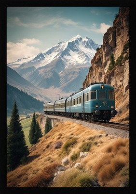 Epischer Vintage Zug gerahmtes Wandbild Poster Leinwanddruck Bild