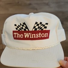 Vintage Winston Trucker Hat Adjustable Mesh White Green Racing Men One Size