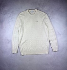 Lacoste Knitted sweater Mens 100 Lana Wool Size XL Beige