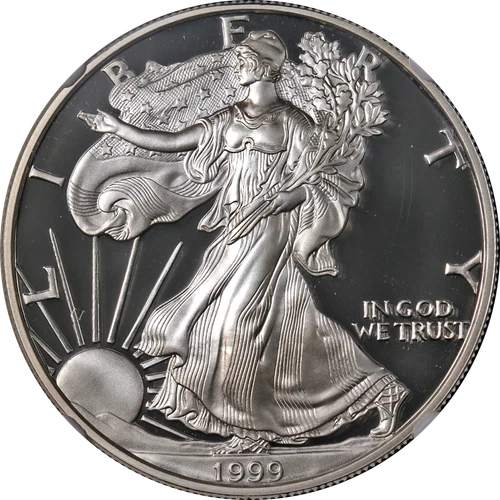 1999-P Silver American Eagle $1 NGC PF70 Ultra Cameo Brown Label - STOCK