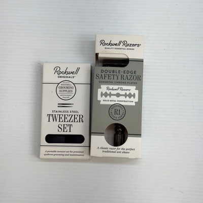Rockwell Razors R1 Double Edge Safety Razor + Stainless Steel Tweezer Set   New