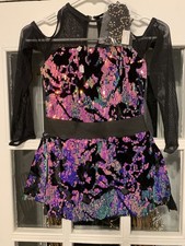 WEISSMAN Child's Dance Costume Black Velveteen w/ Multi-Colored Sequins Size MC