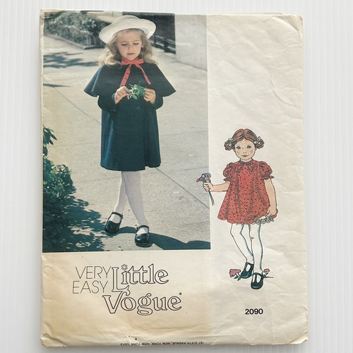 Vintage Very Easy Little Vogue Sewing Pattern 2090 Girls Dress Slip & Coat Sz 4 - Picture 2 of 6
