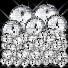 Sumind 50 Pcs Disco Balls Decor Silver Mirror 1.2'', 2'', 3.2'', 4'',