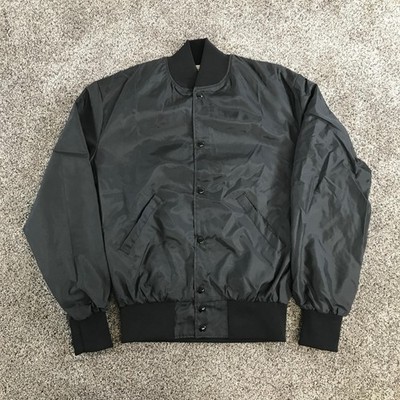 Vintage Holloway Jacket Mens Medium Black Nylon Bomber Lined Snap Front USA