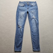Rewash Jeans Womens 5/27 Blue Medium Low Rise Skinny Stretch Distressed 27x28