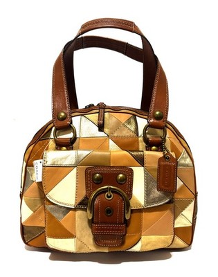 バッグ Archive old coach soho y2k COACH Soho Y2K Vintage Jacquard Logo Leather Trim Medium Hobo