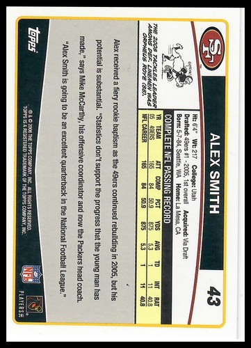 2006 Topps San Francisco 49ers #SF1 Alex Smith San Francisco 49ers - Bild 2 von 2