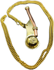 Brass Bosun Whistle Pipe Navy Boatswain Call Nautical Signal Whistle with Chain