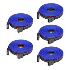 5 Pack 22AWG 4 Pin JST Male To Female Plug LED Connector 6.56FT/2m Cable