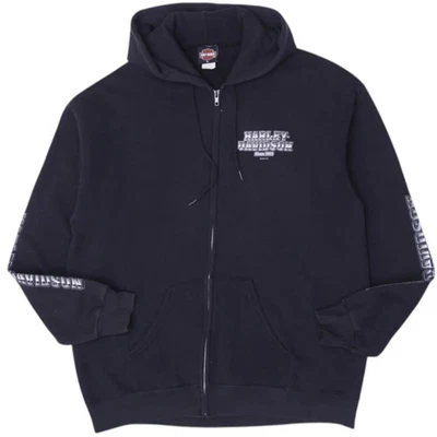 Sweat à capuche homme vintage Harley Davidson noir fermeture éclair complète ... - Photo 1/4