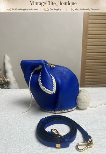 Loewe Animals Mini Blue Leather Gold HW Crossbody Shoulder Bag Preowned Authenti