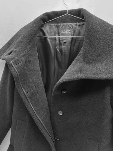 HILARY RADLEY WOOL ALPACA COAT, SIZE-6, BLACK, DOUBLE LINING - Picture 2 of 12