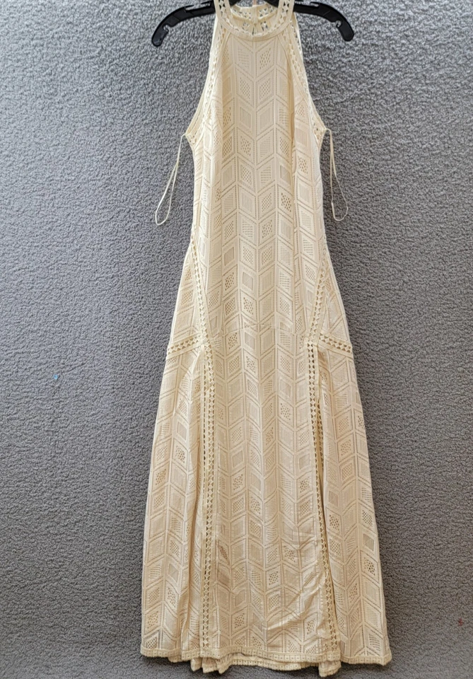 Maxi Vestido Guess Sunset Geo-Encaje Halter Para Mujer M Lana Angora Cierre con Cremallera/Corbata Foto 2 de 4