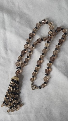Vintage Bohemian Glass Lariat Necklace - 21" (614)