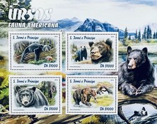 ST THOMAS AND PRINCE BEARS STAMPS 2016 MNH AMERICAN FAUNA WILD ANIMALS WILDLIFE