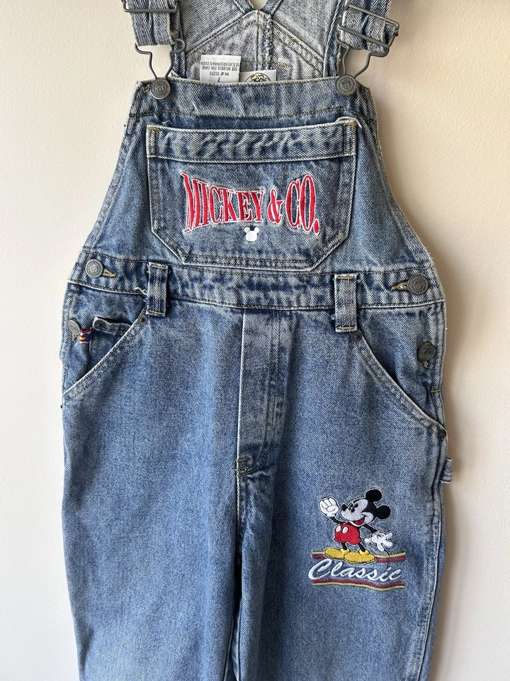 Mono con tirantes bordado Disney Denim Y2K clásico Mickey And Co años 90 para niños 7 de colección Foto 2 de 4