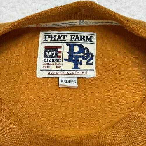 Y2K Vintage Phat Farm Shirt Men's 2XL Yellow Black Long Sleeve Logo Rap Hip Hop - Picture 11 of 13